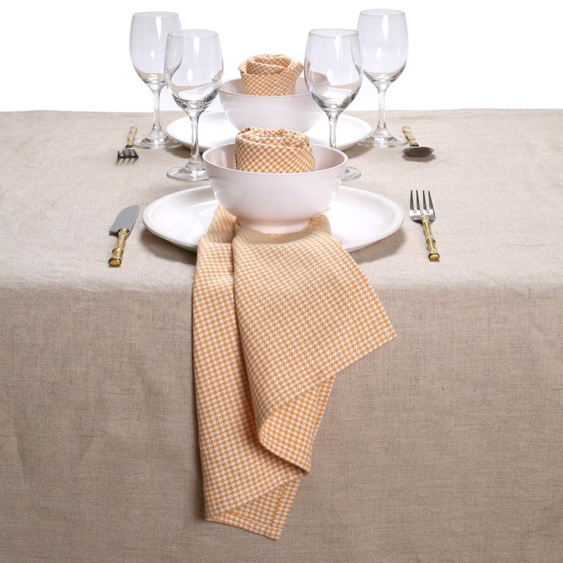 Native Fab 100% Cotton Cloth Napkins 18x18 inches, Houndstooth Dinner Napkins, Set of 12, Soft Breathable Absorbent, Machine Washable Cloth Napkins, Mustard Yellow - Image 2